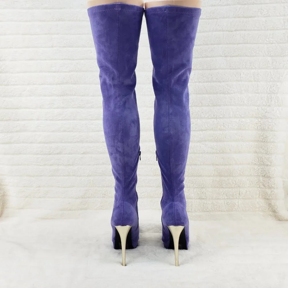 So Me Violet Suede Over-the-Knee Stiletto Boots Brand new. No box